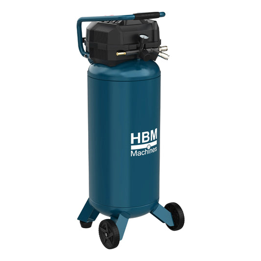 Вертикален компресор HBM Холандия 50 л без масло, 10 бара, 180 л/мин, тих, с колелца и дръжка, с ниска поддръжка