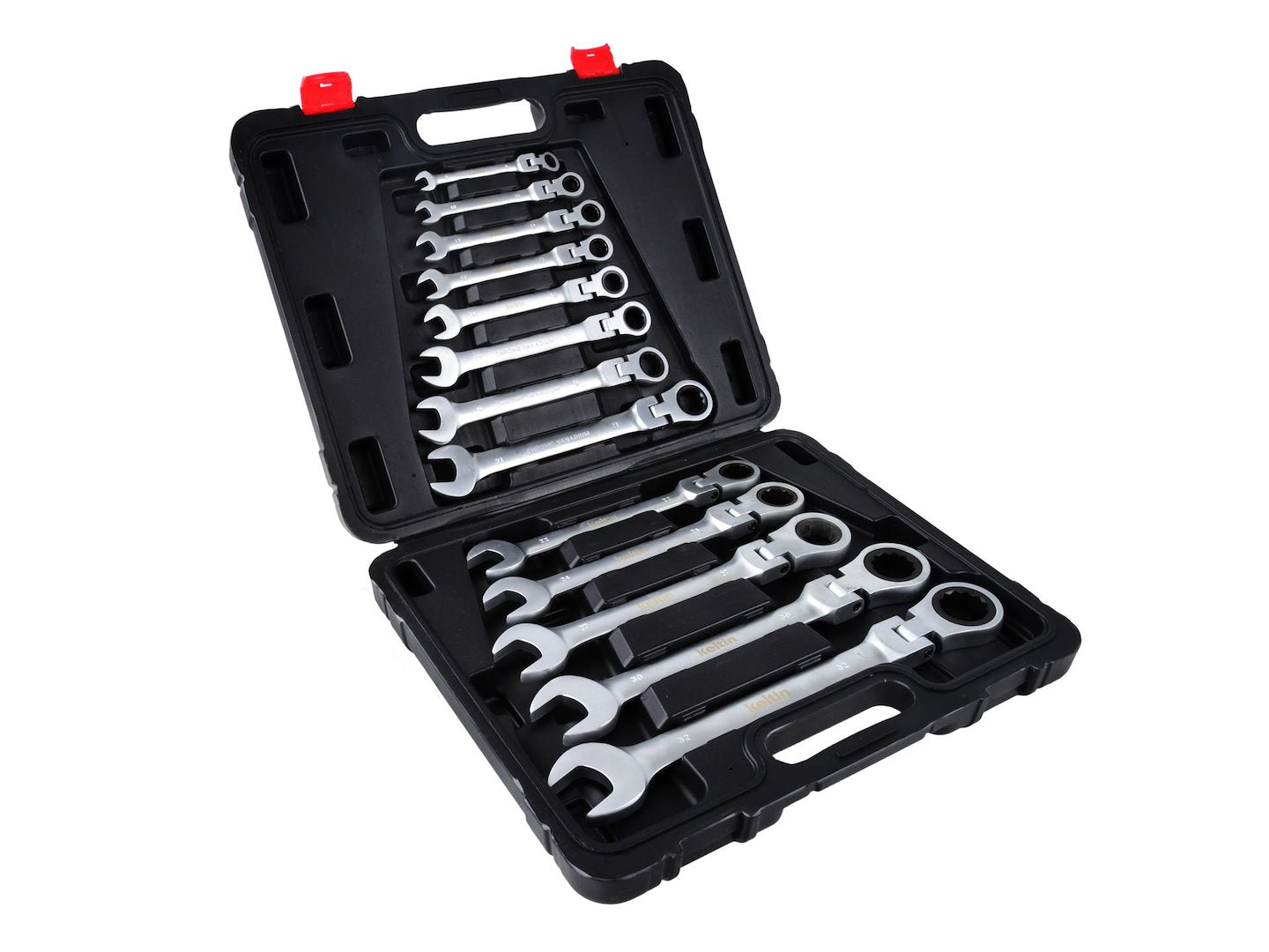 Комплект шарнирни комбинирани гаечни ключа с тресчотка, 8-32 мм, 13 бр. KELTIN