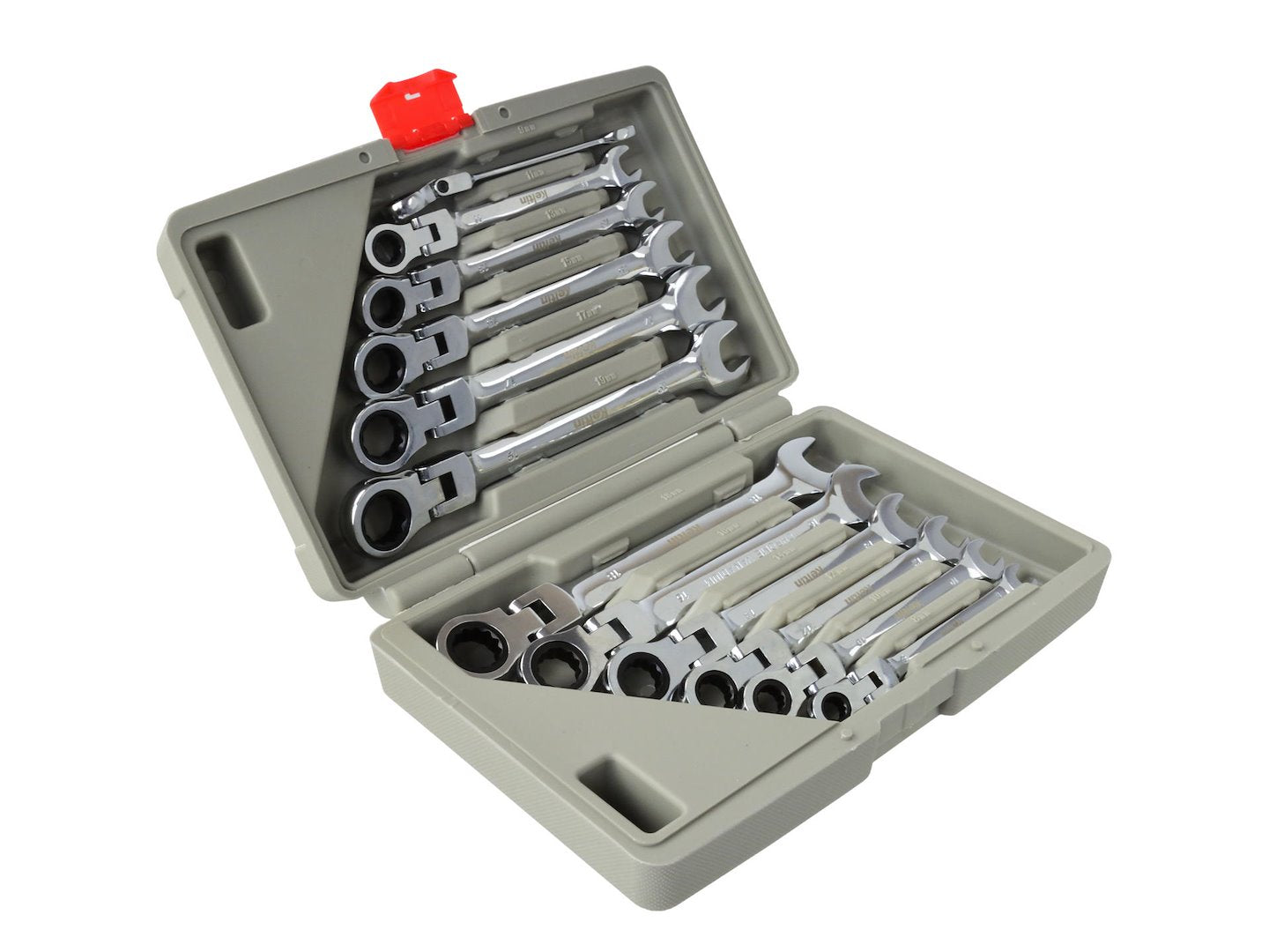 Комплект комбинирани гаечни ключове с тресчотка, шарнирни, 8-19 мм, 12 броя, KELTIN