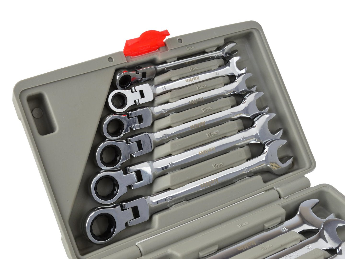 Комплект комбинирани гаечни ключове с тресчотка, шарнирни, 8-19 мм, 12 броя, KELTIN