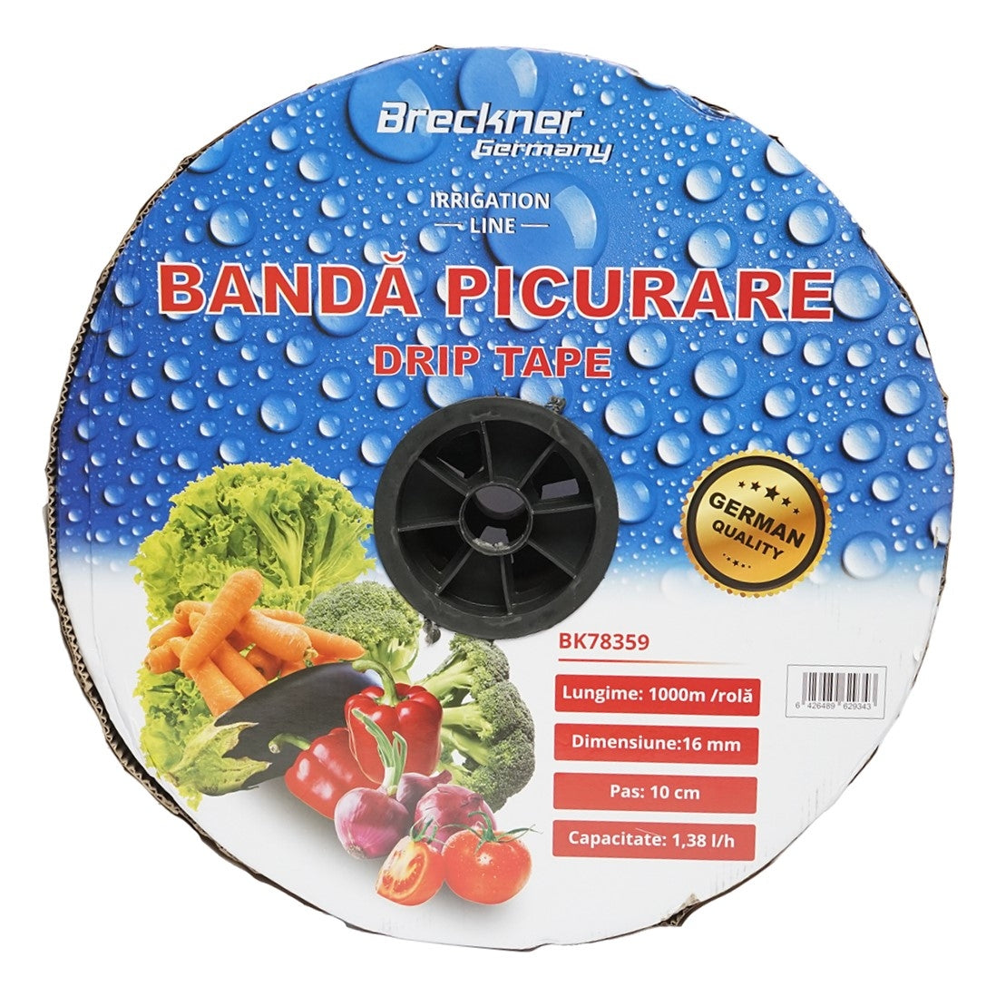 Лента за капково напояване, ролка 1000M м 1.38L/H, D16мм разс. 10см Breckner Germany