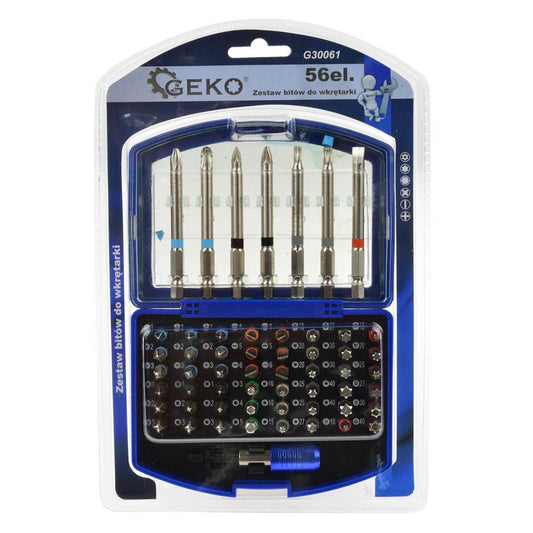 Комплект накрайници за отвертка с битове, 56 броя, GEKO