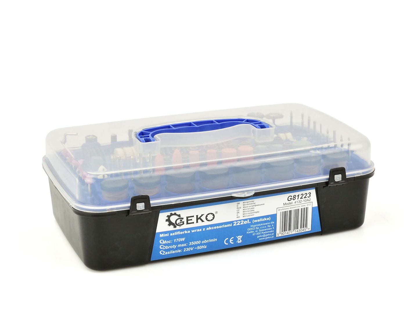 Комплект мини шлифовъчна машина с аксесоари 222 части 220V GEKO