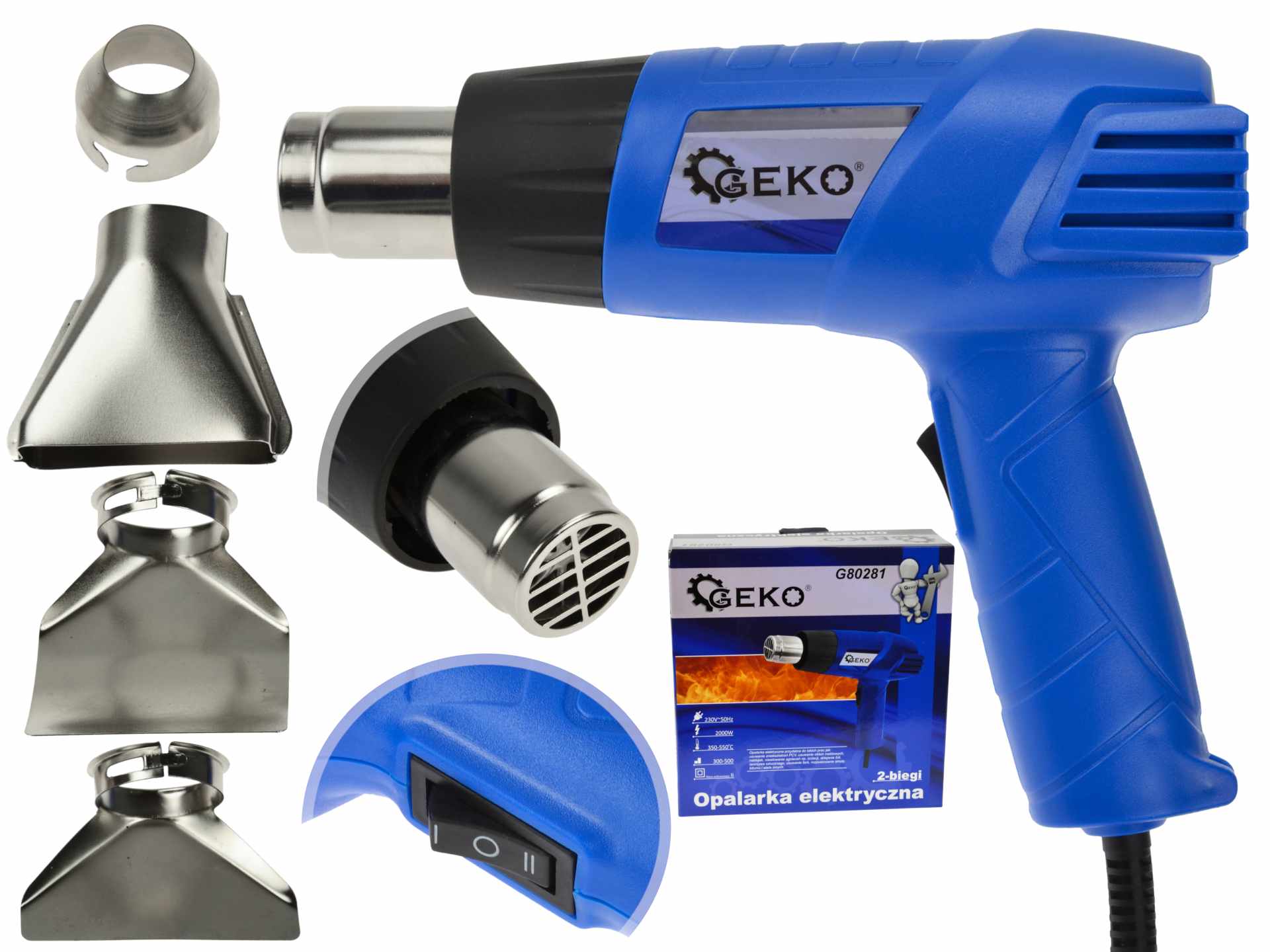 Пистолет за обдухване с аксесоари 2000 W