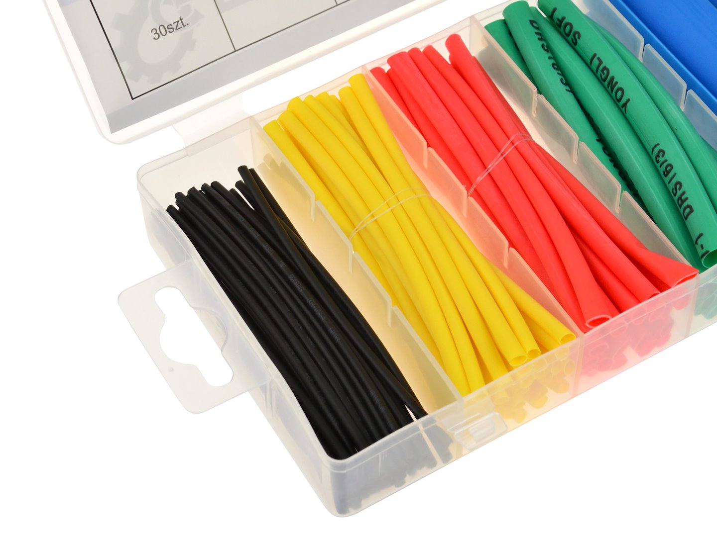 Комплект 100 термосвиваеми тръби за кабели, цветни - 6 размера - GEKO