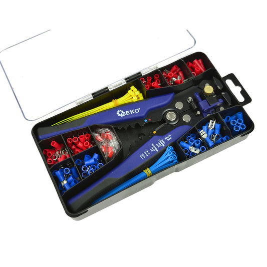 Комплект 260 части клещи за оголване на кабели, кримпващи клеми 0,2–6 мм