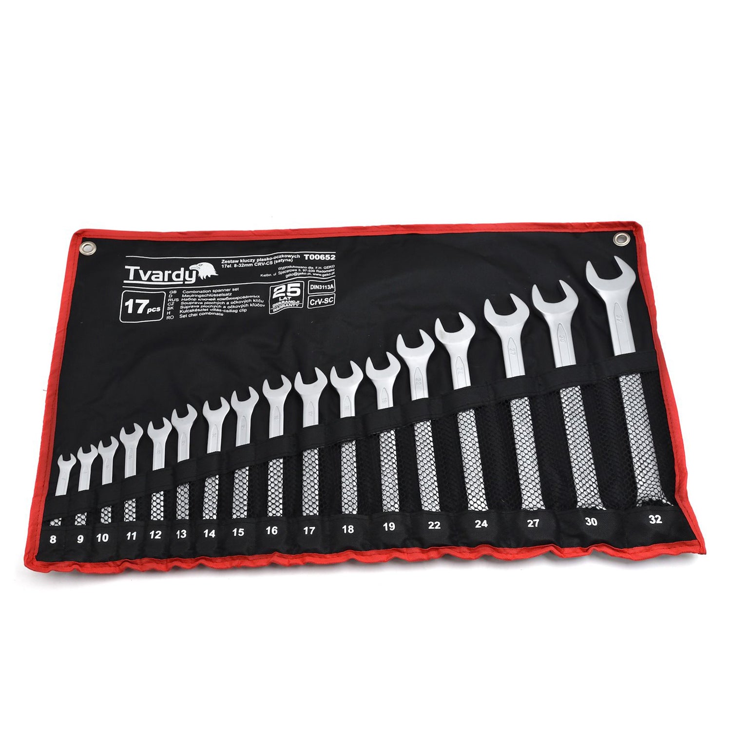 Комплект комбинирани гаечни ключове 8-32 мм, 17 броя, TVARDY