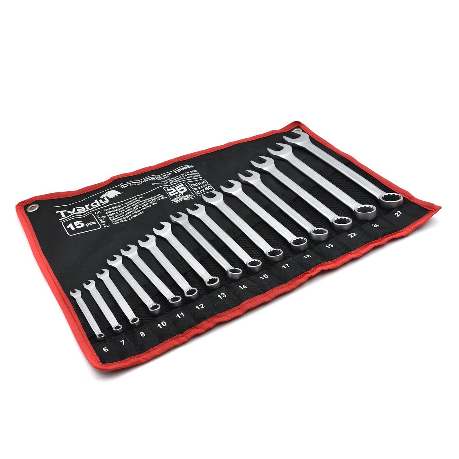 Комплект комбинирани гаечни ключове 6-27 мм, 15 броя, TVARDY﻿
