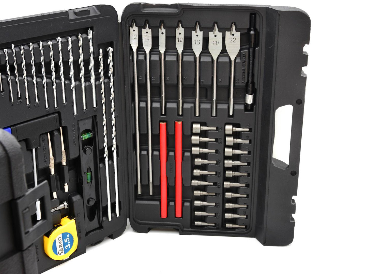 Комплект 217 части свредла, битове, вложки и аксесоари за бормашина и отвертка – метал, дърво, бетон