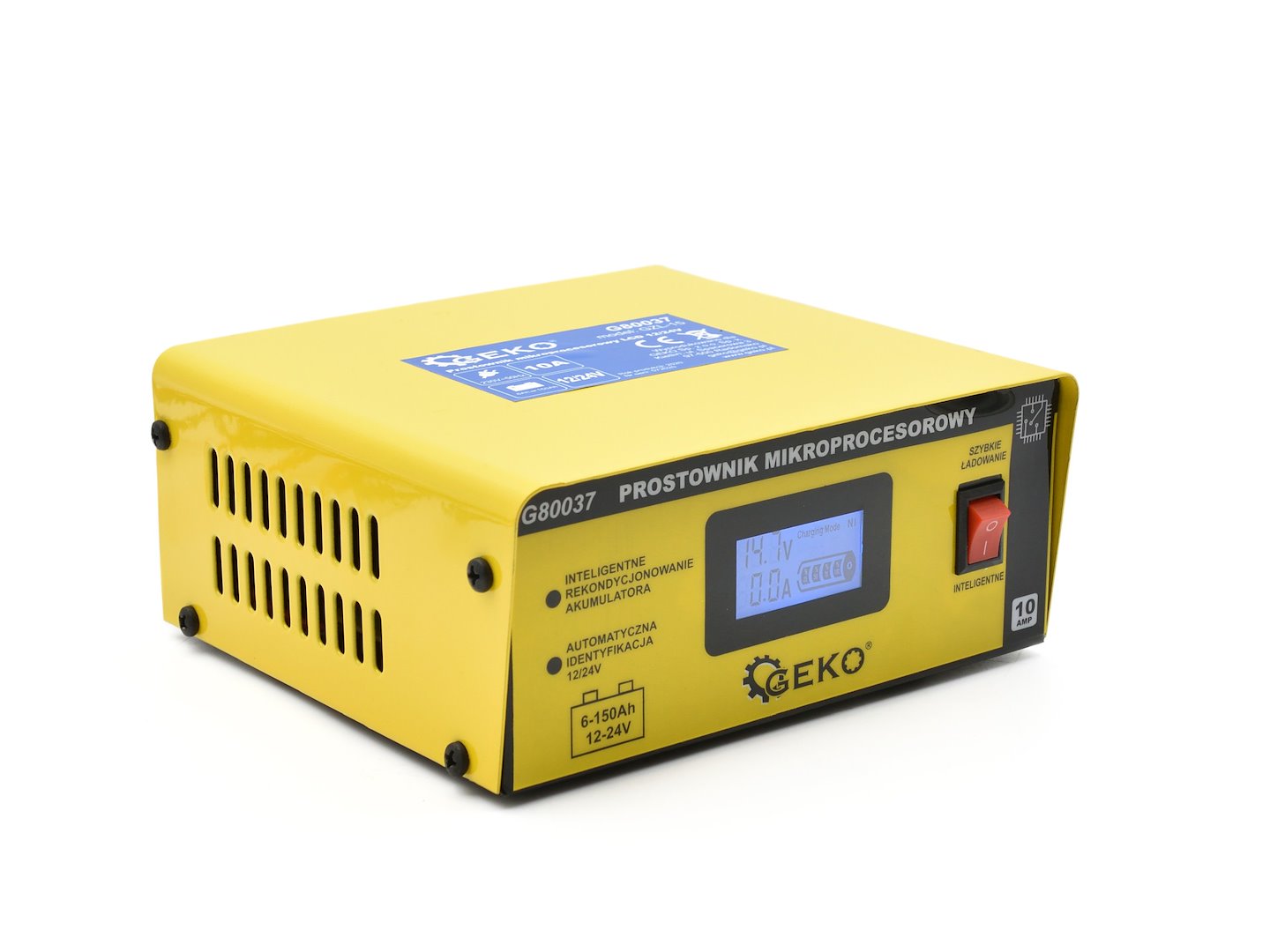 Зарядно устройство микропроцесор LCD 12/24V 10A за автомобилни акумулатори 6-150Ah - GEKO