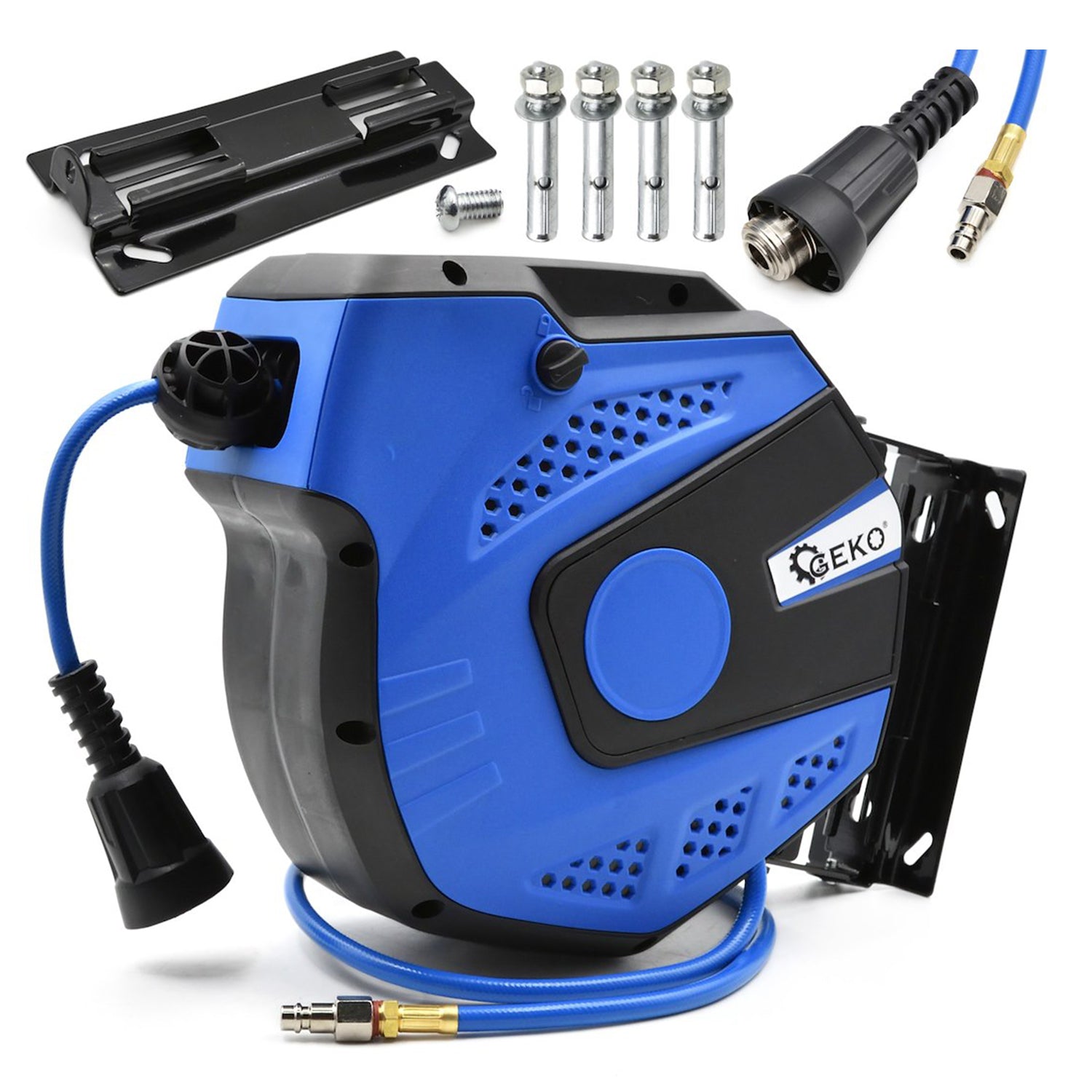 Барабан с маркуч за сгъстен въздух 14 м с автоматично заключване и прибиране - GEKO