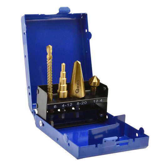 Универсален комплект HSS TiN свредла с шестостенен захват - 4 броя - GEKO