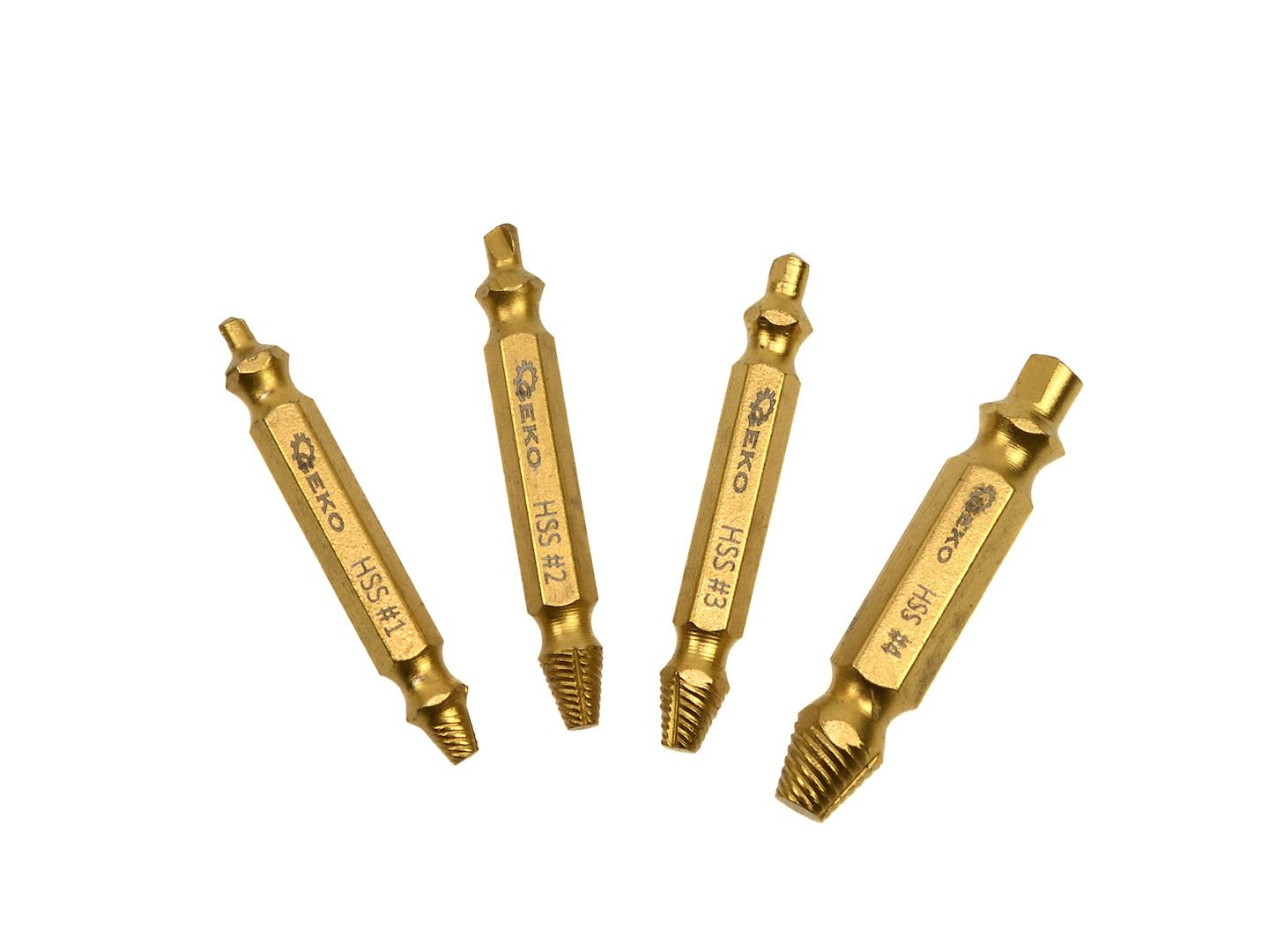 Комплект 4 двойни екстрактора за износени, повредени и счупени HSS винтове - GEKO