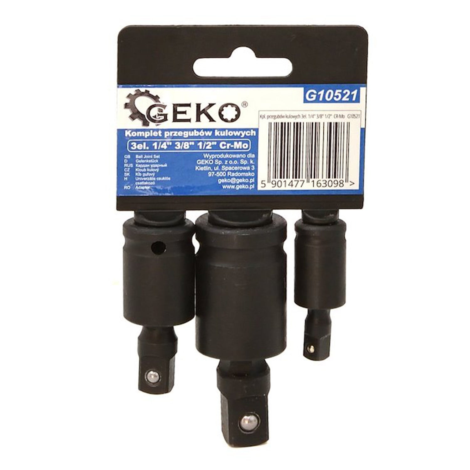 Kомплект ударни адаптери с карданна връзка 1/4", 3/8“ и 1/2" 3 броя GEKO