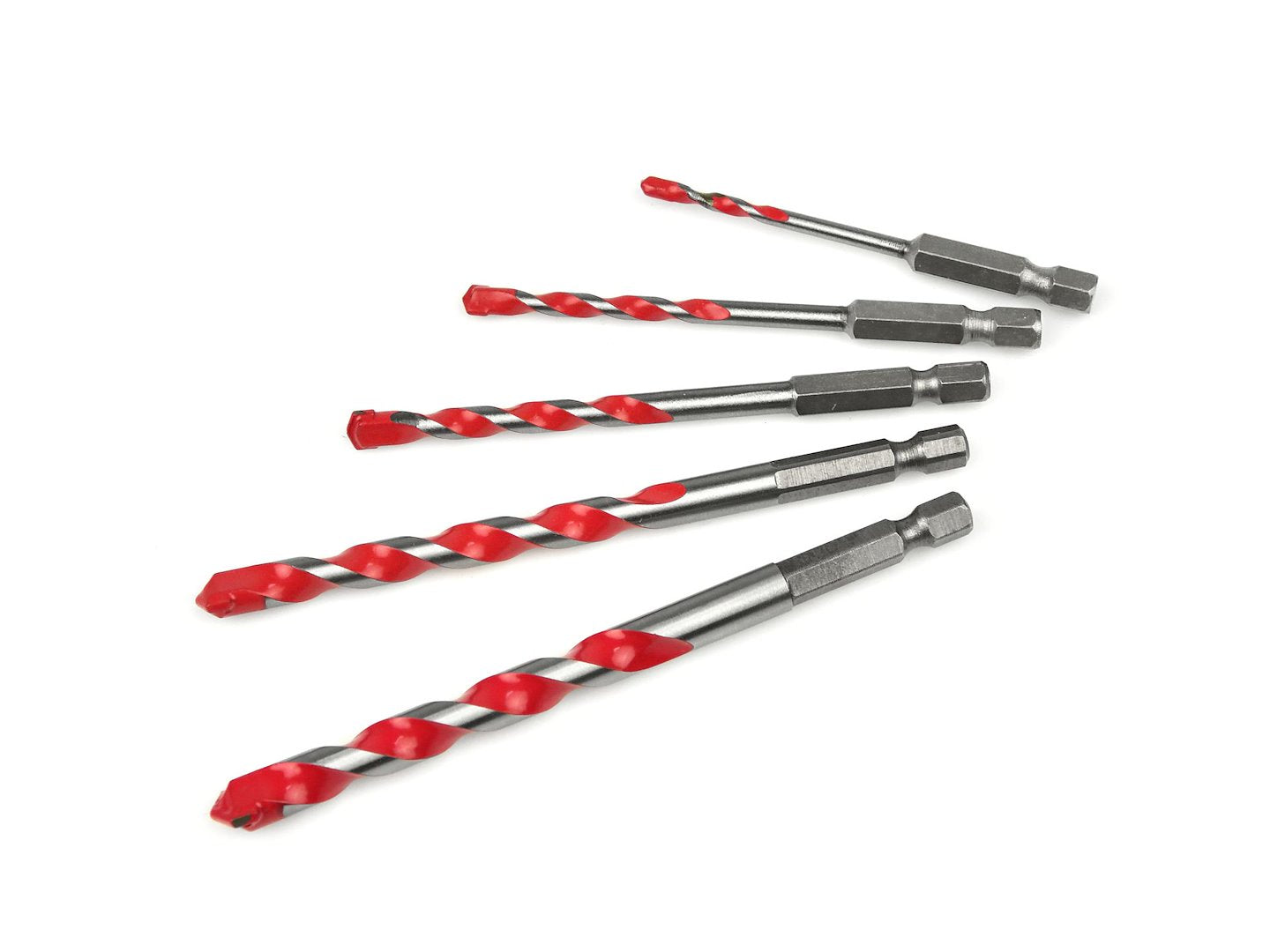 Комплект 5 универсални свредла 4–10 мм, с връх от волфрамов карбид и шестостенен захват