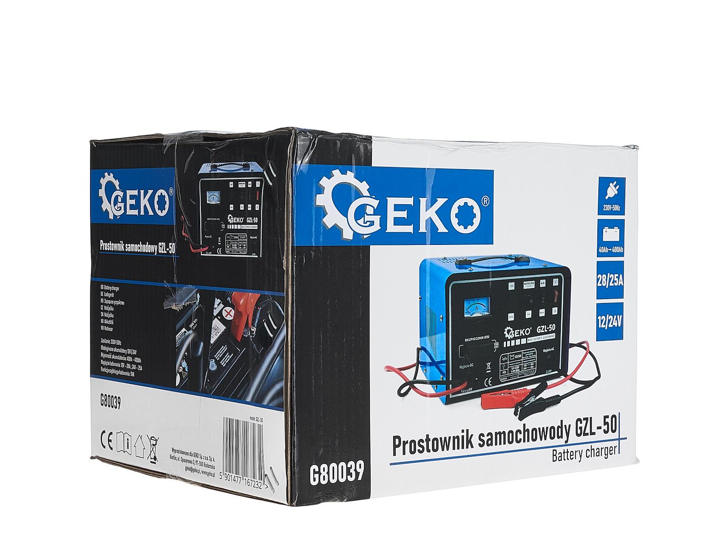 Зарядно устройство 12/24V GZL-50 28/25A за автомобилни акумулатори 40-400Ah с бързо зареждане - GEKO