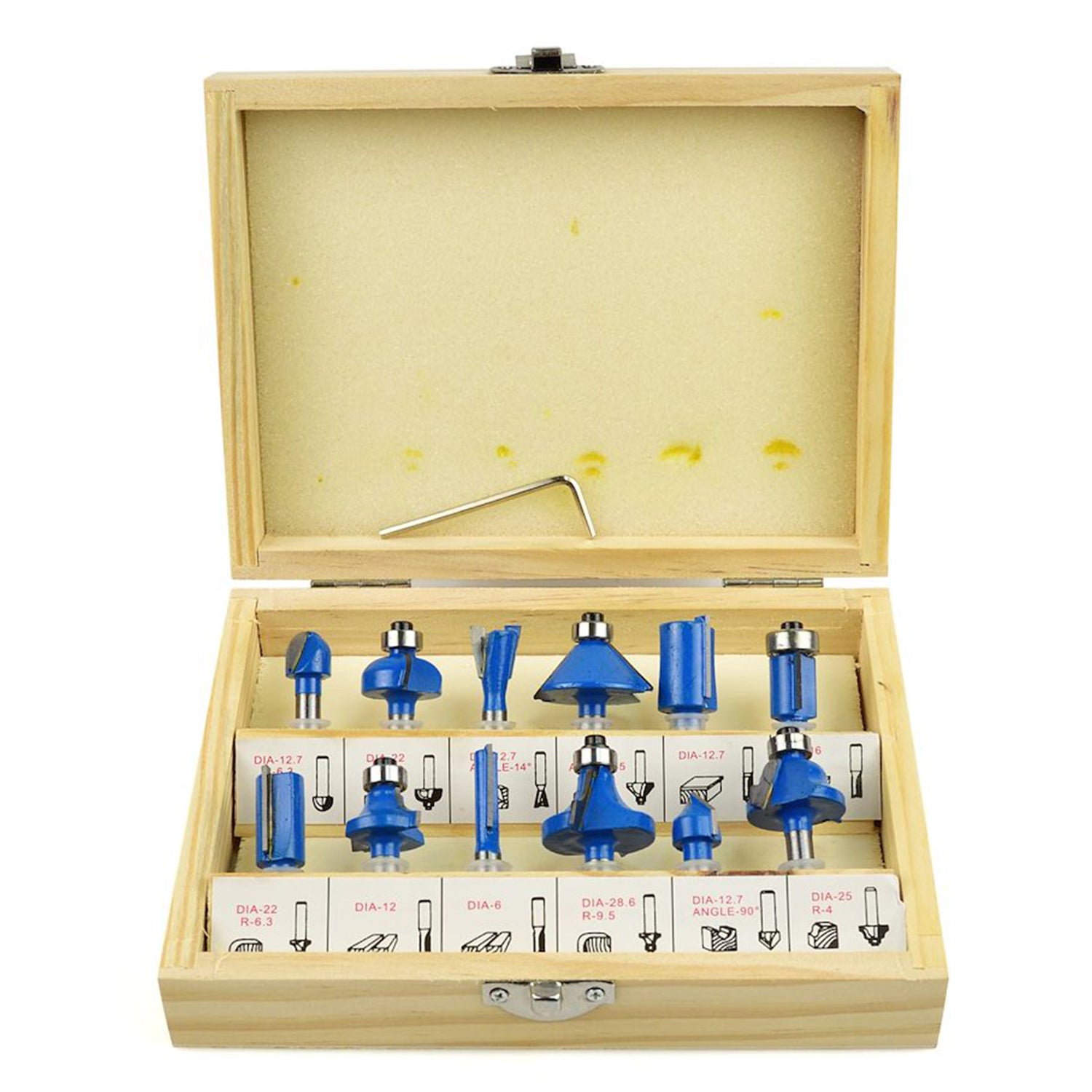 Комплект 12 фрези за дърво с диаметър 6 мм - HSS - GEKO