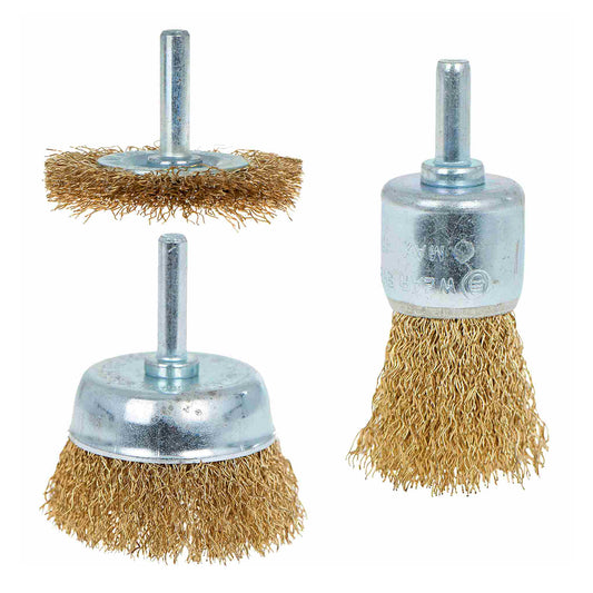 Комплект 3 кръгли телени четки с накрайник за бормашина