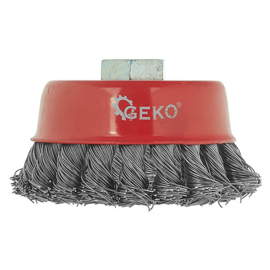 Предна телена четка с плетена структура, 85 мм, за шлифовъчна машина, със захват М14 – за почистване и шлифоване на метал