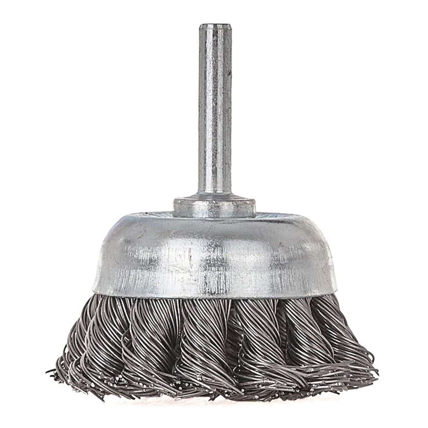 Кръгла четка от плетена тел, 50 мм, с ос - за почистване на метал - GEKO