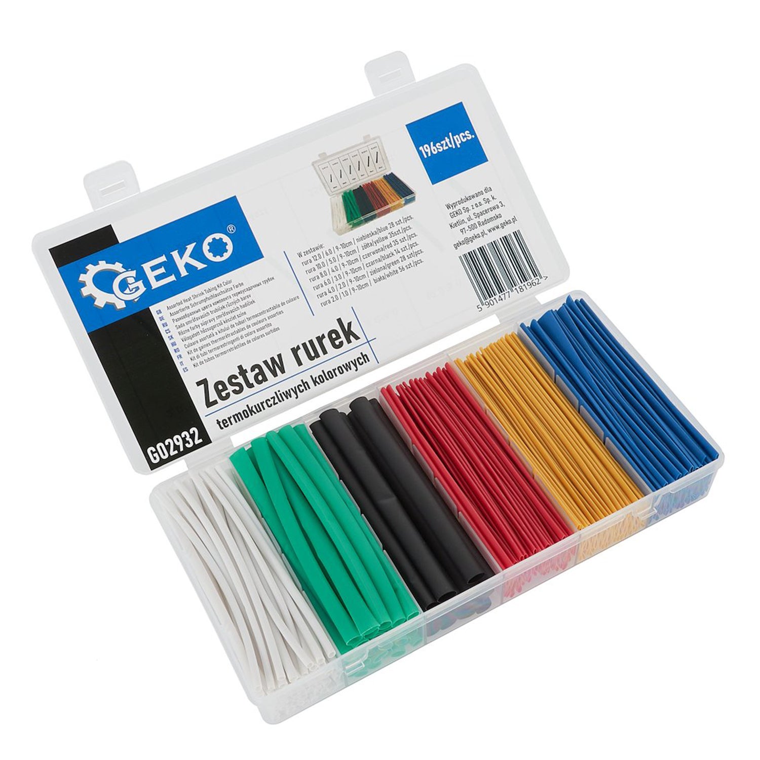 Комплект 196 термосвиваеми тръби за кабели, цветни - 6 размера - GEKO