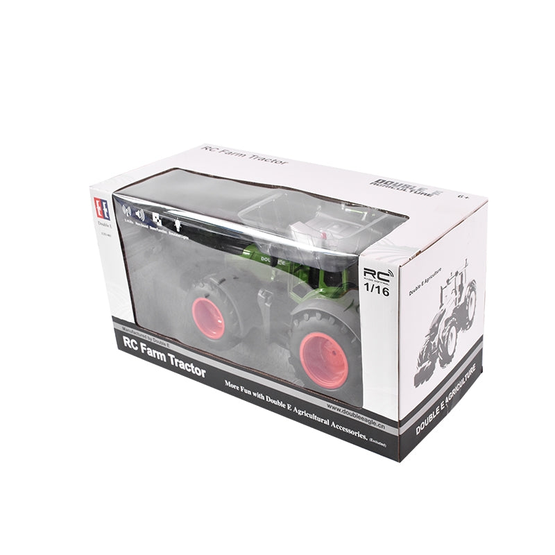 Трактор играчка с дистанционно doubleE RC 1:16 2.4 Ghz, светлини, звуци, обхват 25 м, скорост 2,16 км/ч