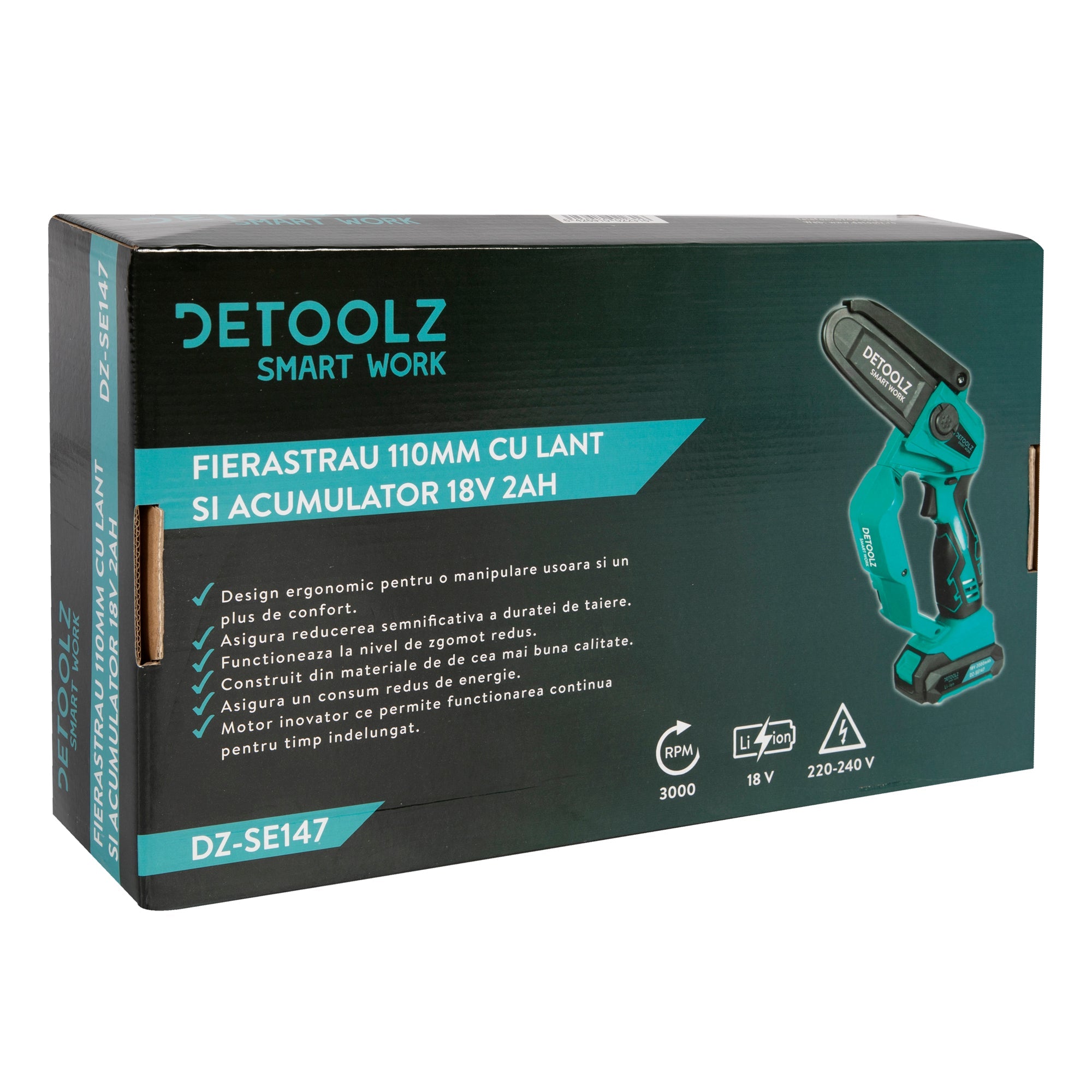 Моторен трион с батерия 110 мм 18V 2AH DETOOLZ