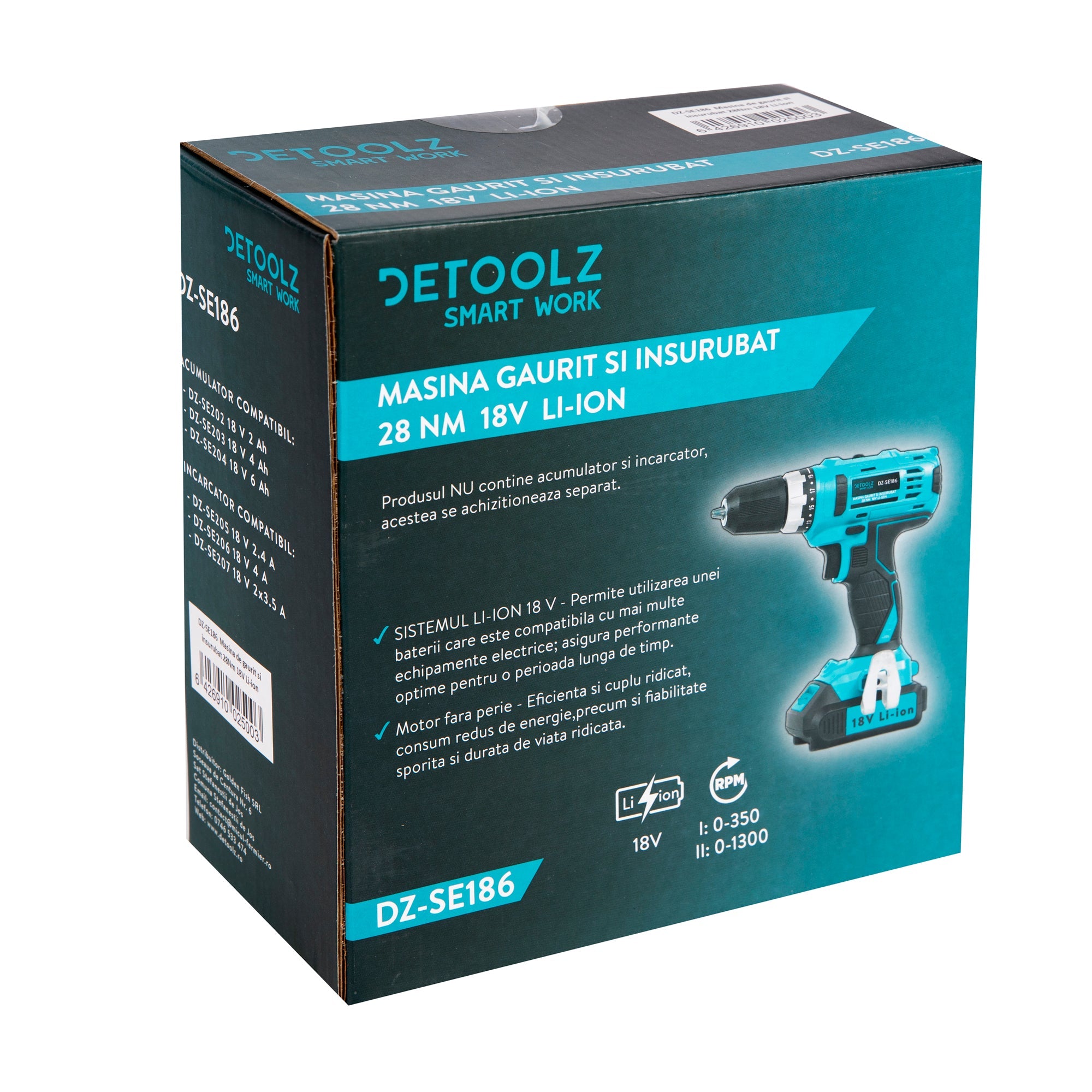 Акумулаторна бормашина и винтоверт 18V 28NM DETOOLZ