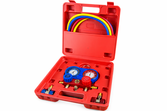 Комплект за проверка на налягане в климатици и зареждане, пълнене на климатични инсталации GEBO TOOLS