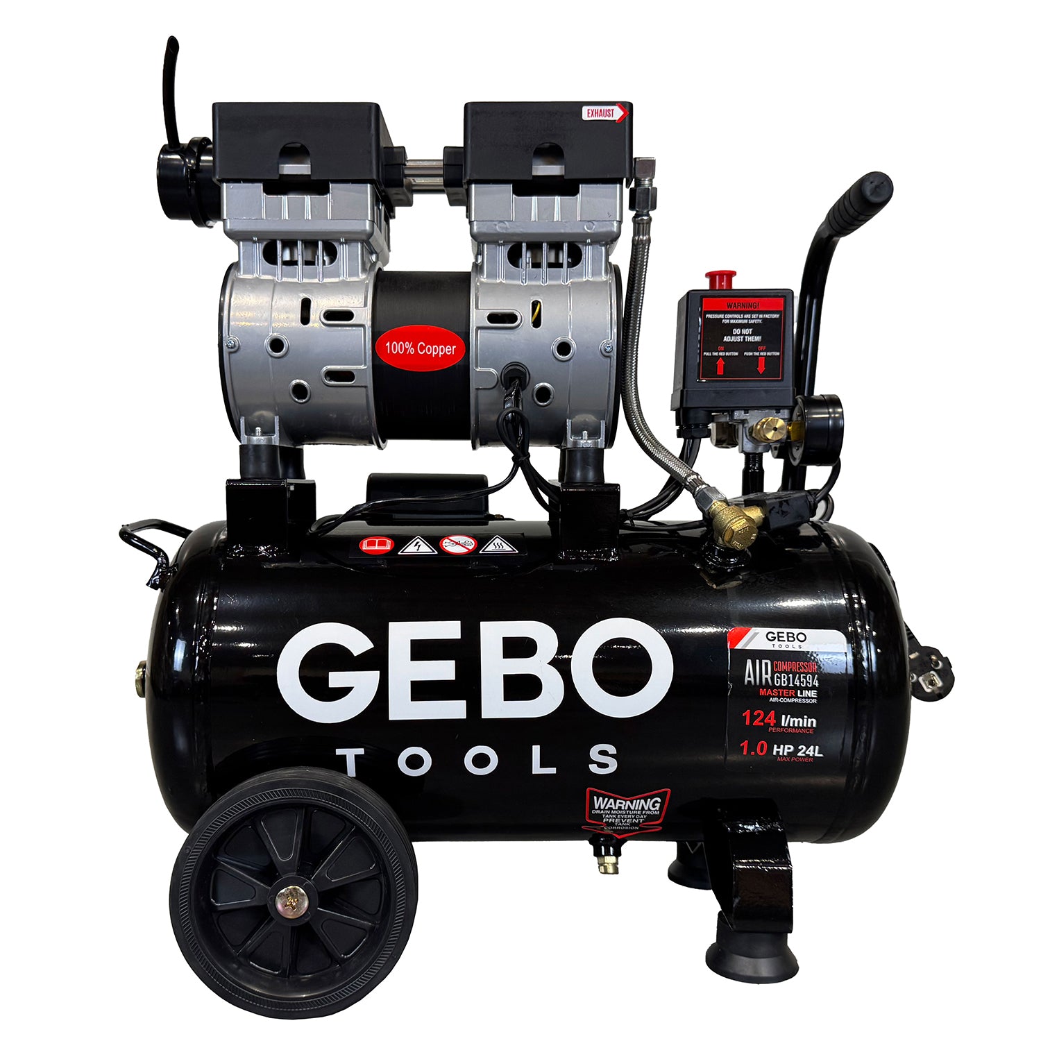 Безшумен компресор без шум без масло 24 л GEBO TOOLS