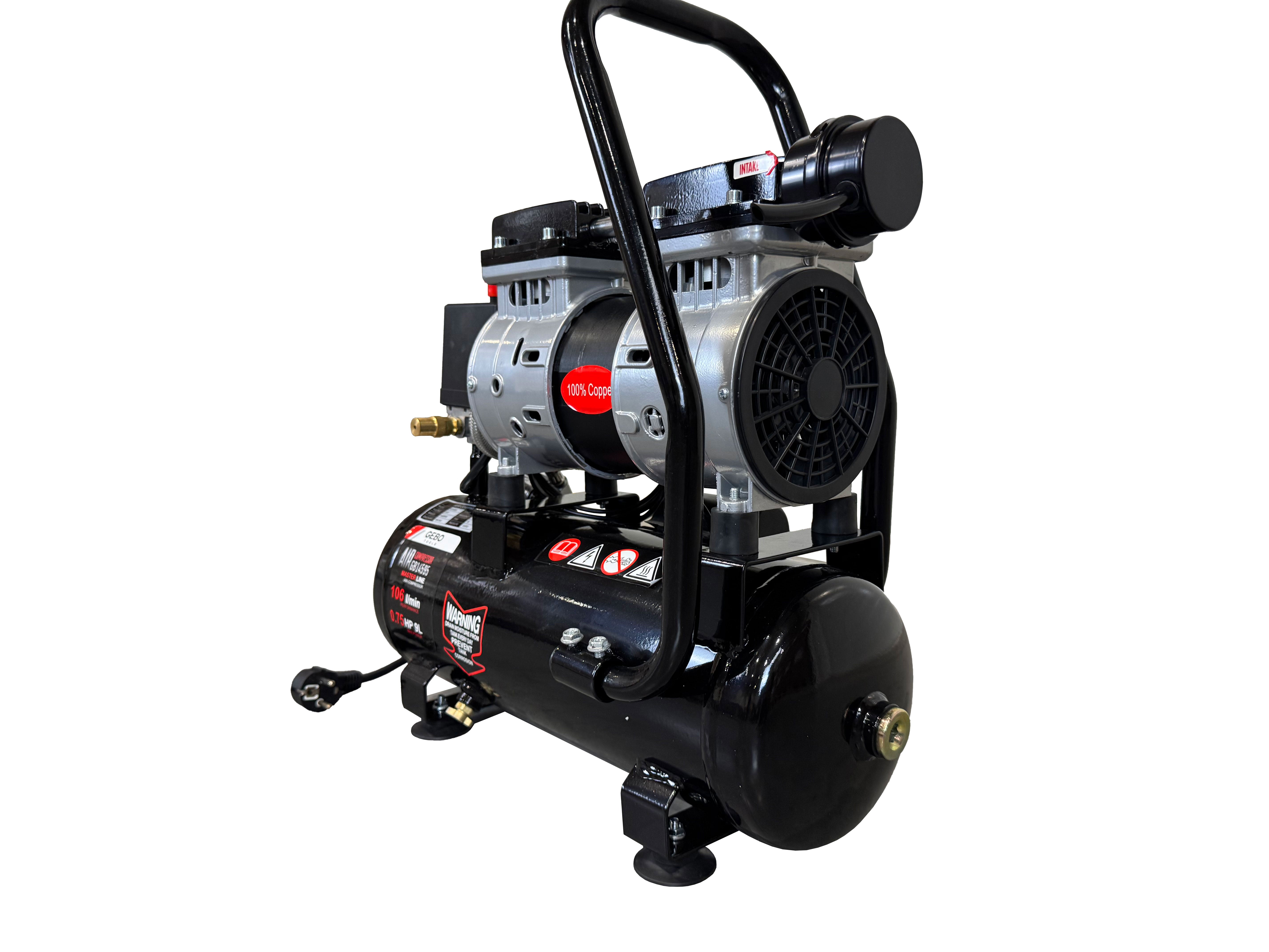 Безшумен компресор с намален шум без масло 9 л GEBO TOOLS