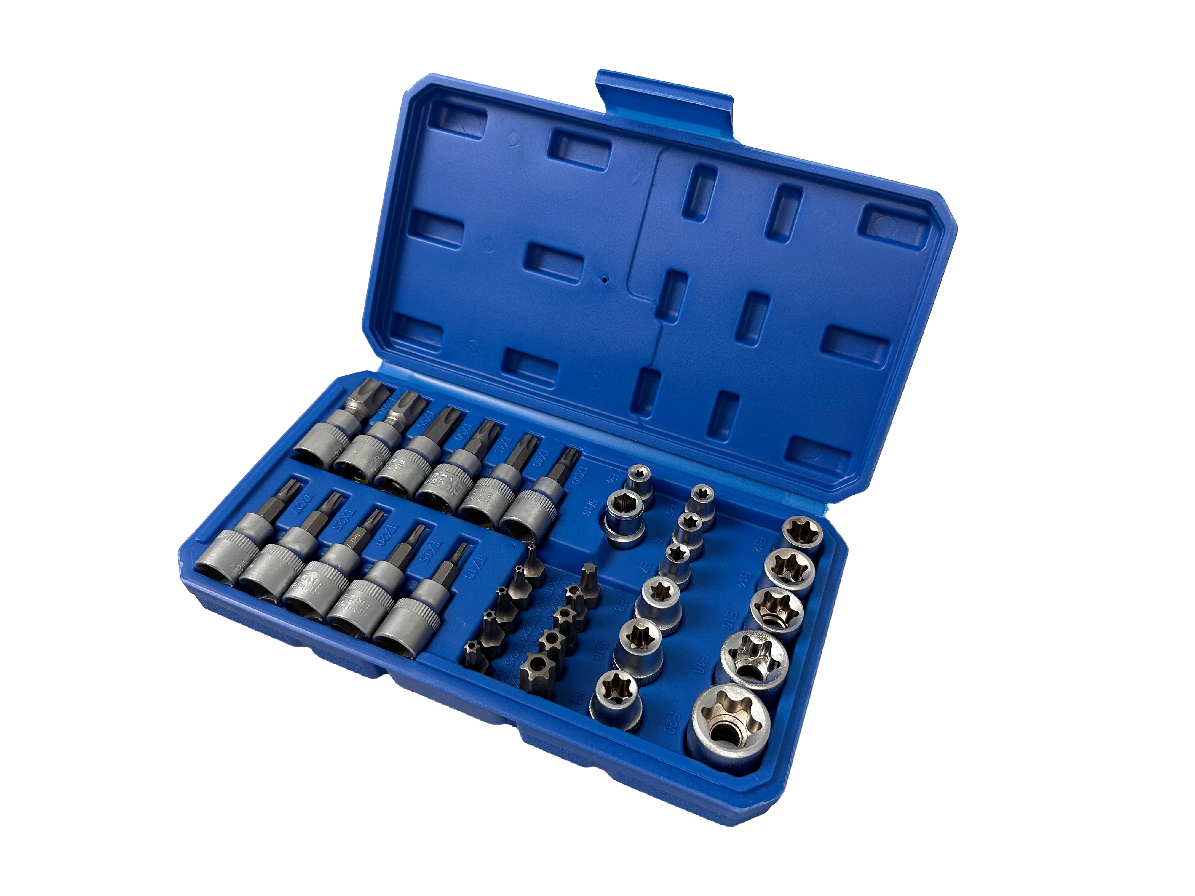 Комплект вложки torx 3/8″ 34 бр. T10-T60 E4-E20 GEBO TOOLS