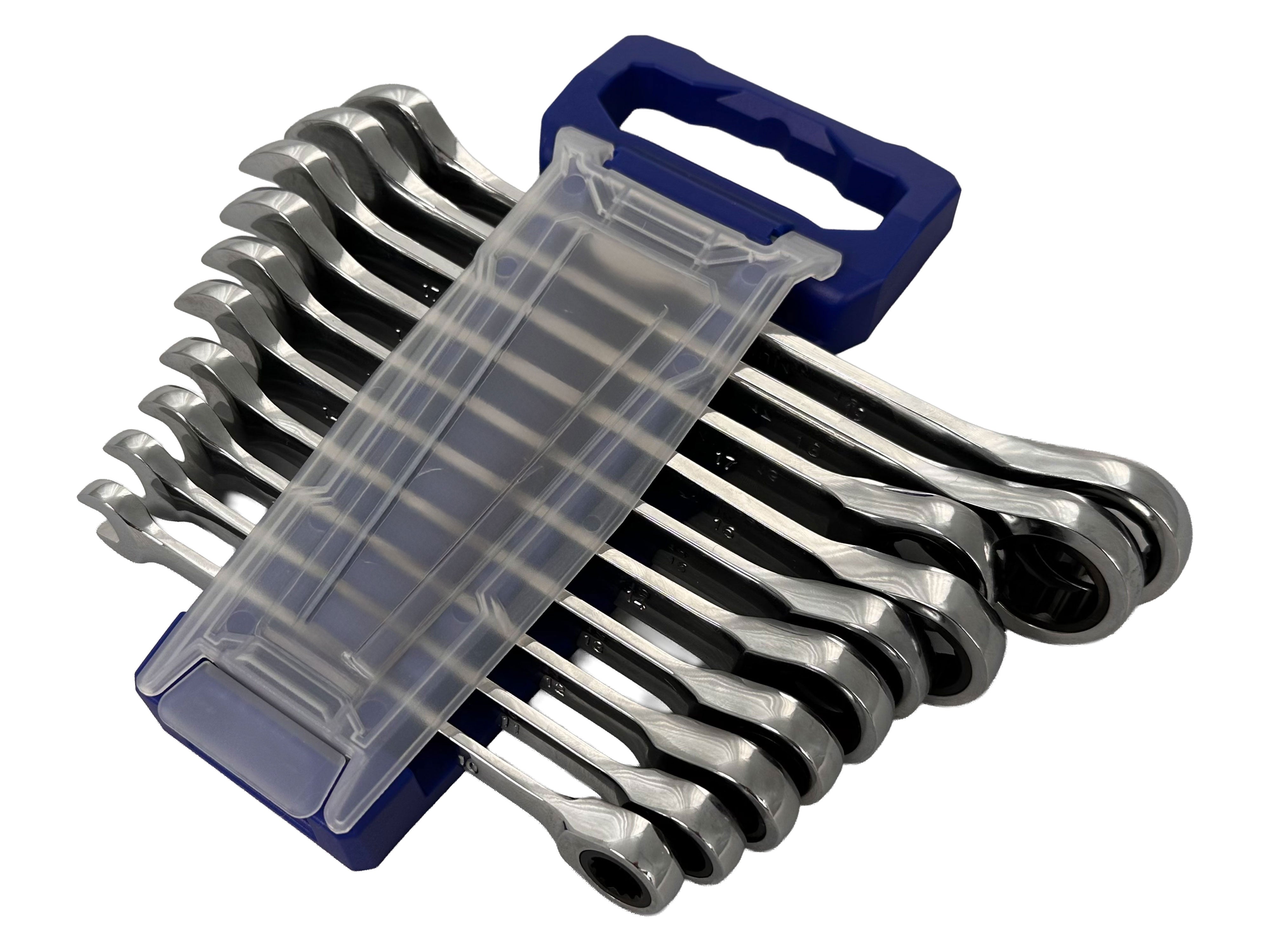 Комплект 10 комбинирани ключа с тресчотка 10-19 мм - GEBO TOOLS