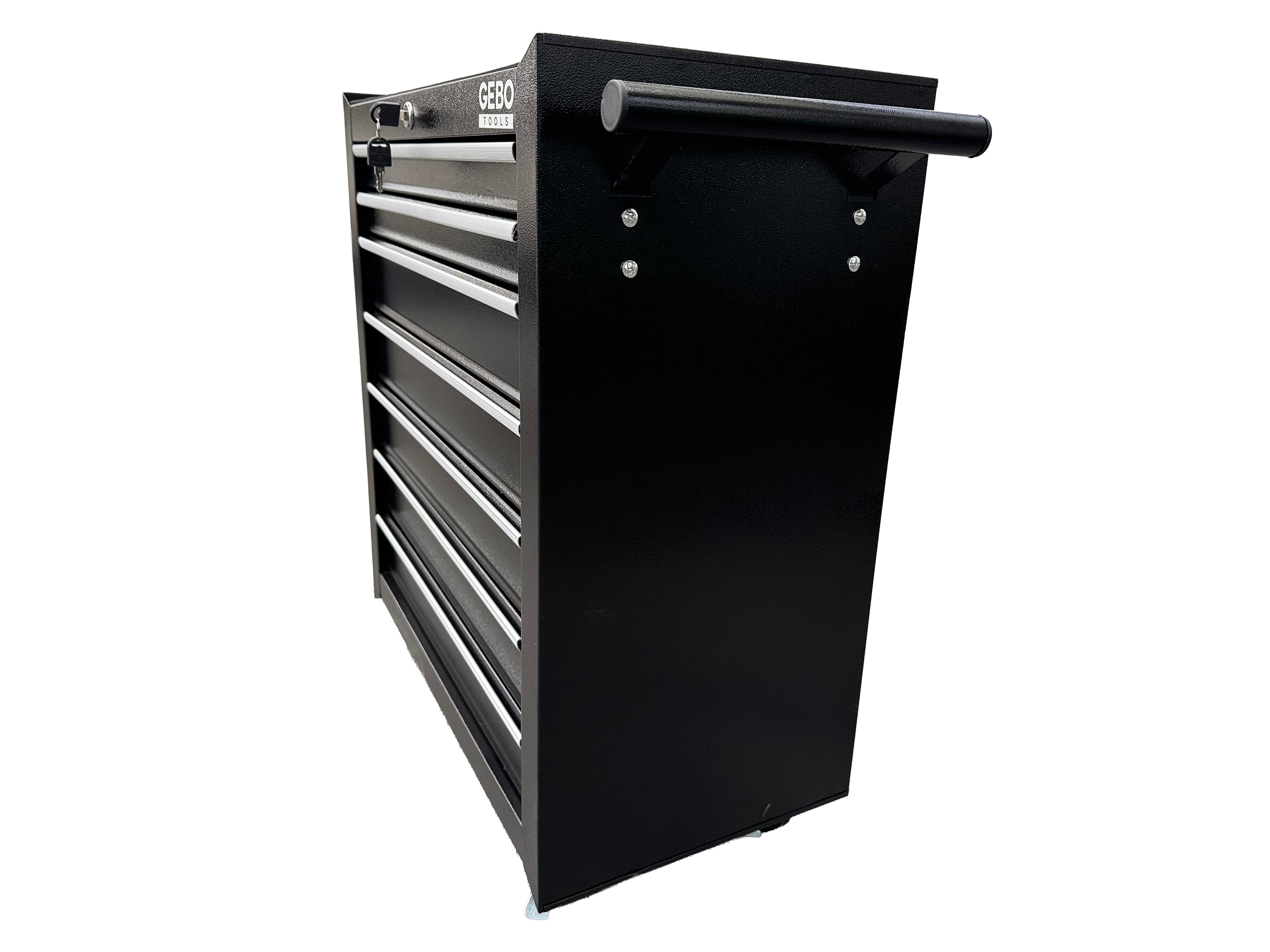 Метален шкаф за инструменти, със 7 чекмеджета, черен, с колела, 78 x 62 x 33 см, GEBO TOOLS