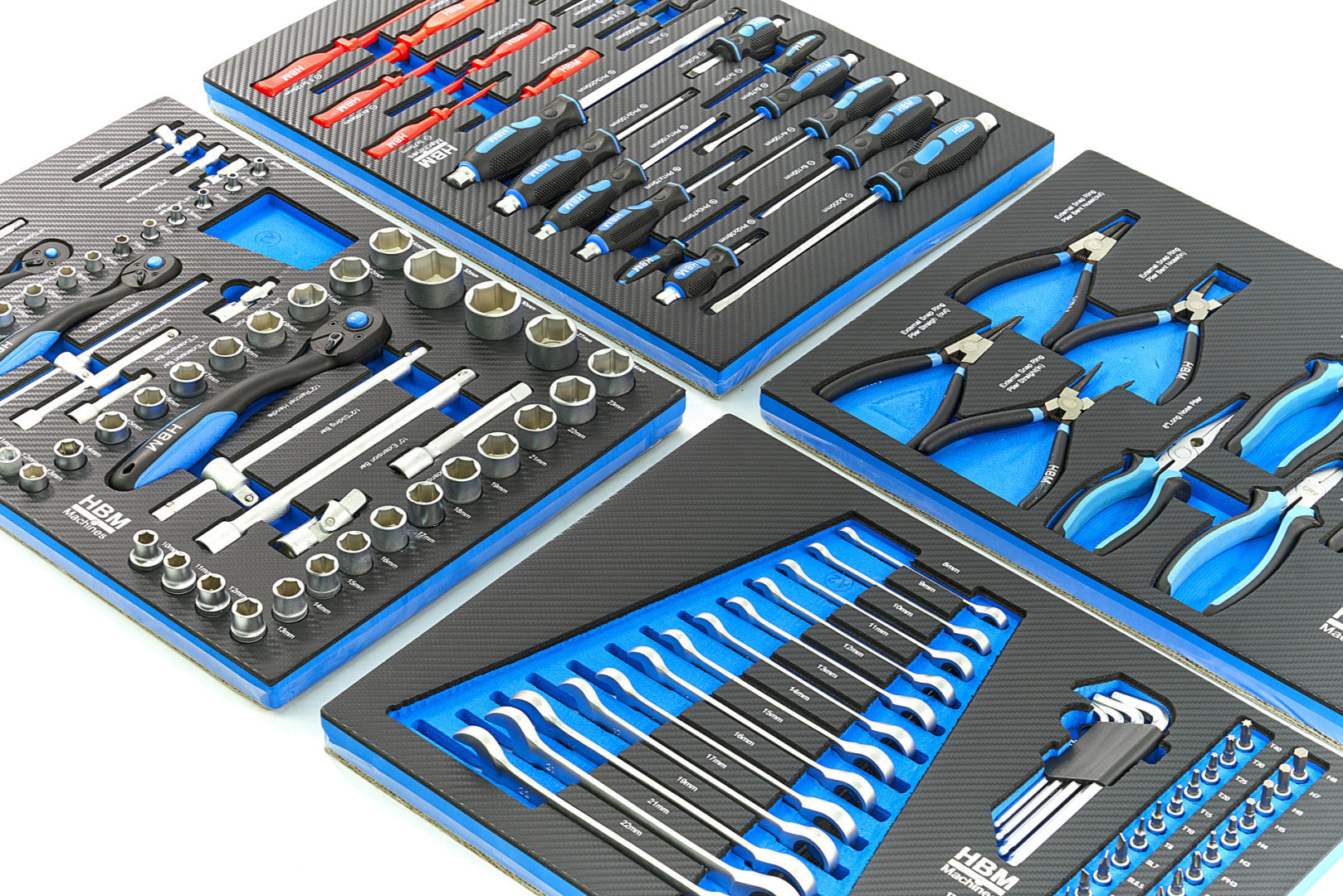 Комплект модули с инструменти, 4 бр., 154 части, сини
