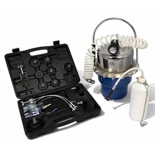 Универсално устройство за обезвъздушаване и смяна на спирачна течност с адаптери GEBO TOOLS