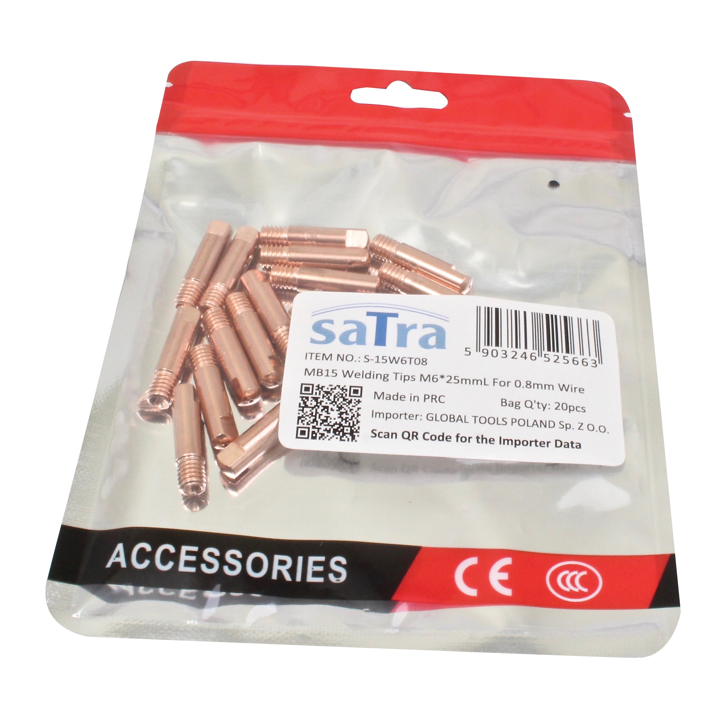 Комплект 20 бр. контактни дюзи за МИГ/МАГ М6 заваряване за 0,8 мм тел, дължина 25 мм