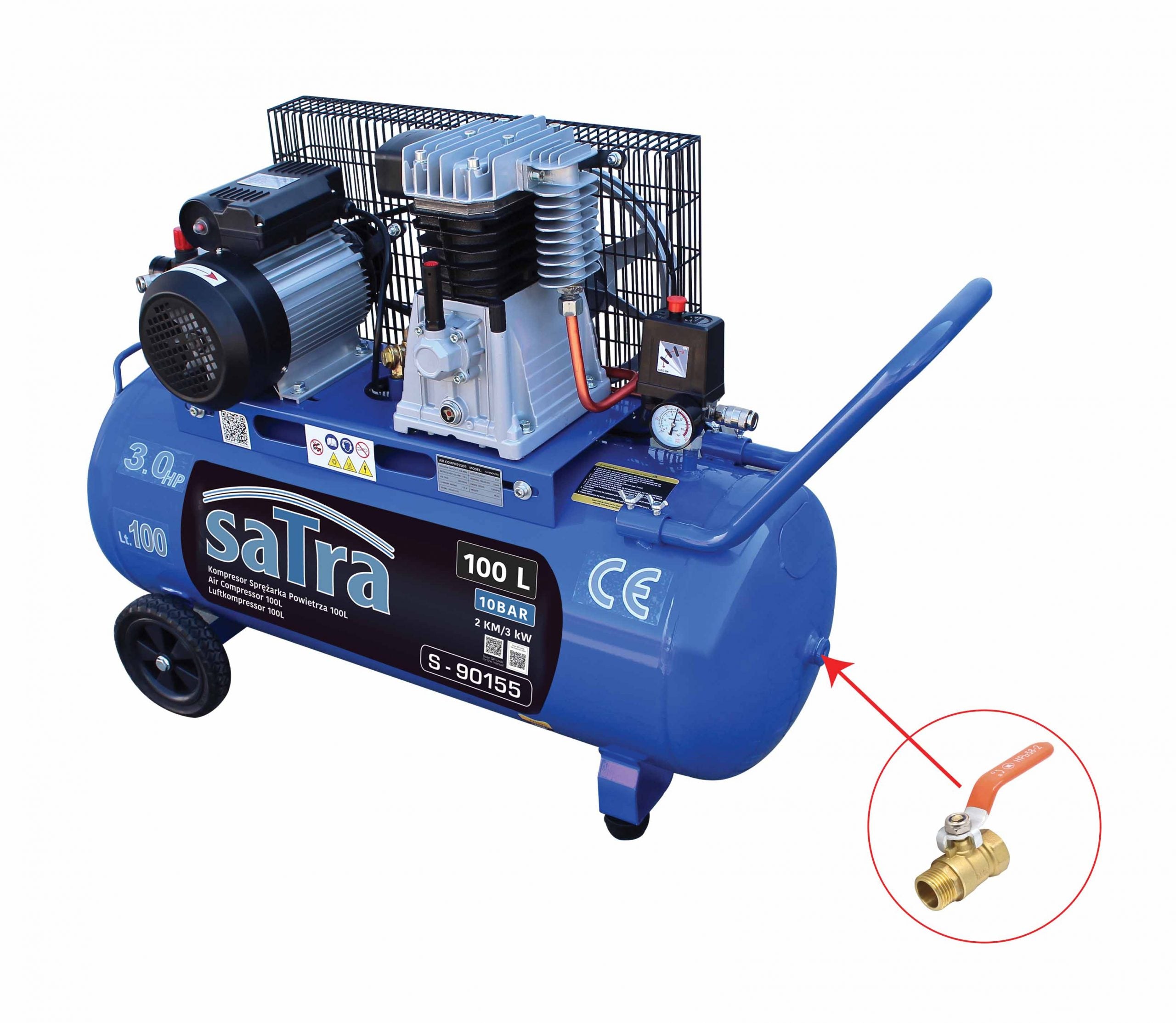 Въздушен компресор 100 л 3CP 230V SATRA