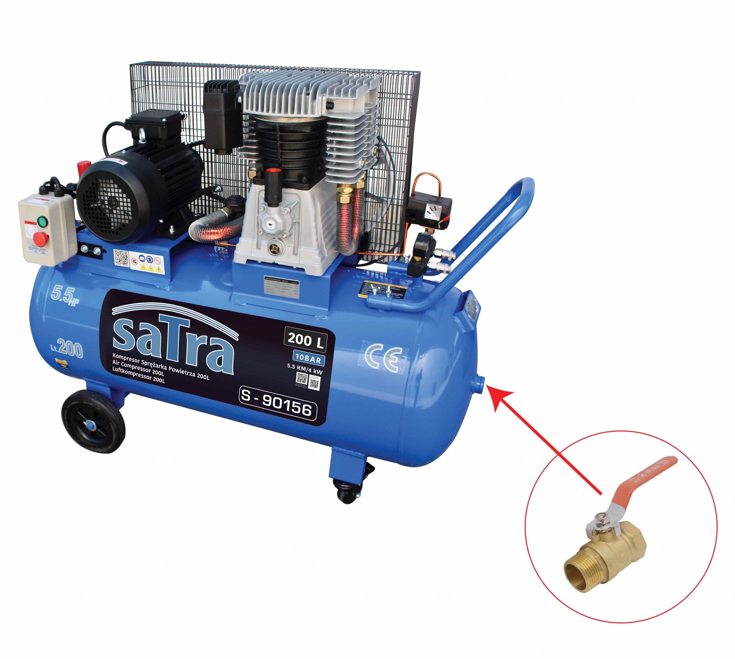 Въздушен компресор 200 л 5.5CP 380V SATRA