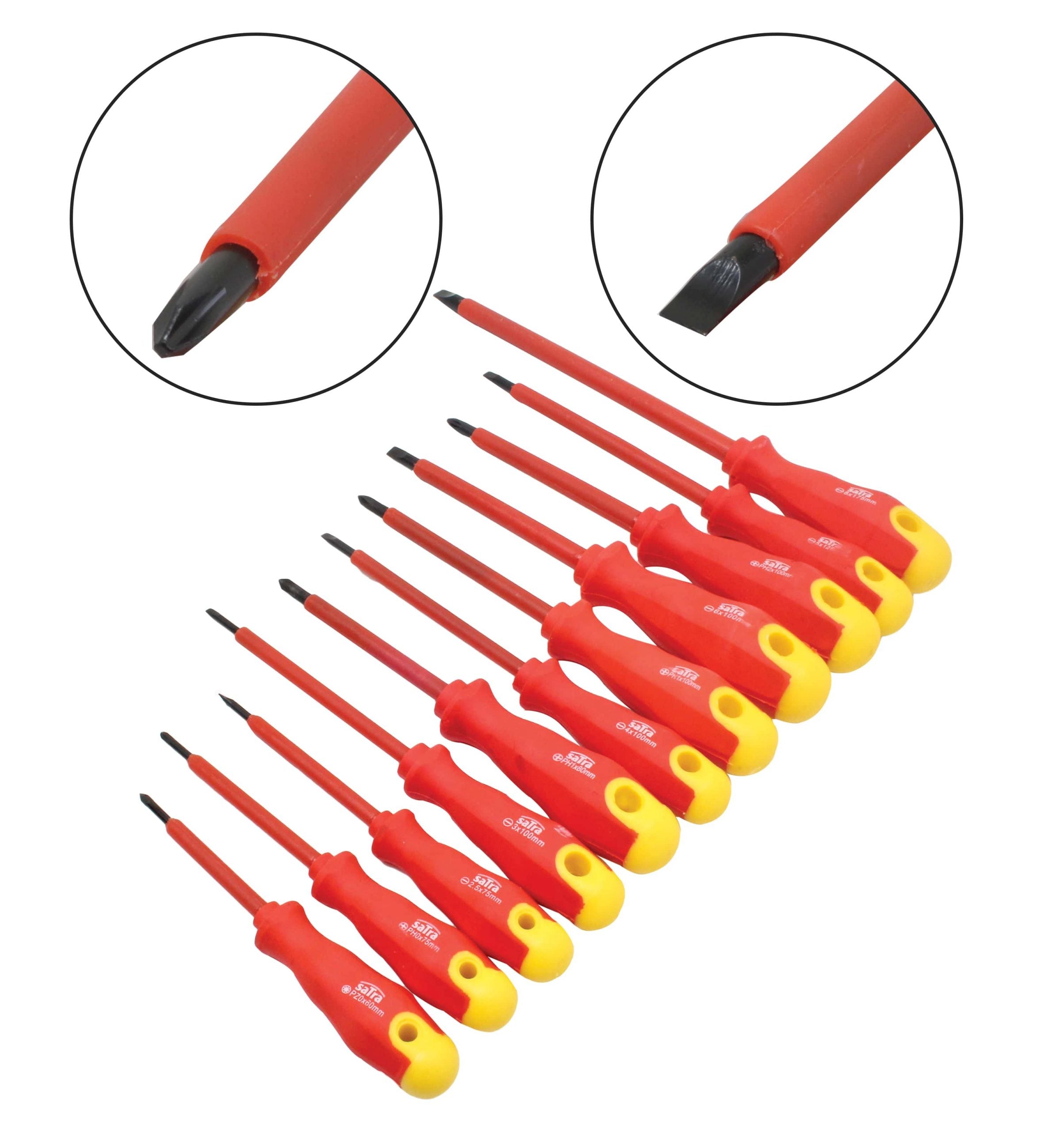 Комплект 11 изолиращи отвертки за електротехници, CR-V, с магнитен връх