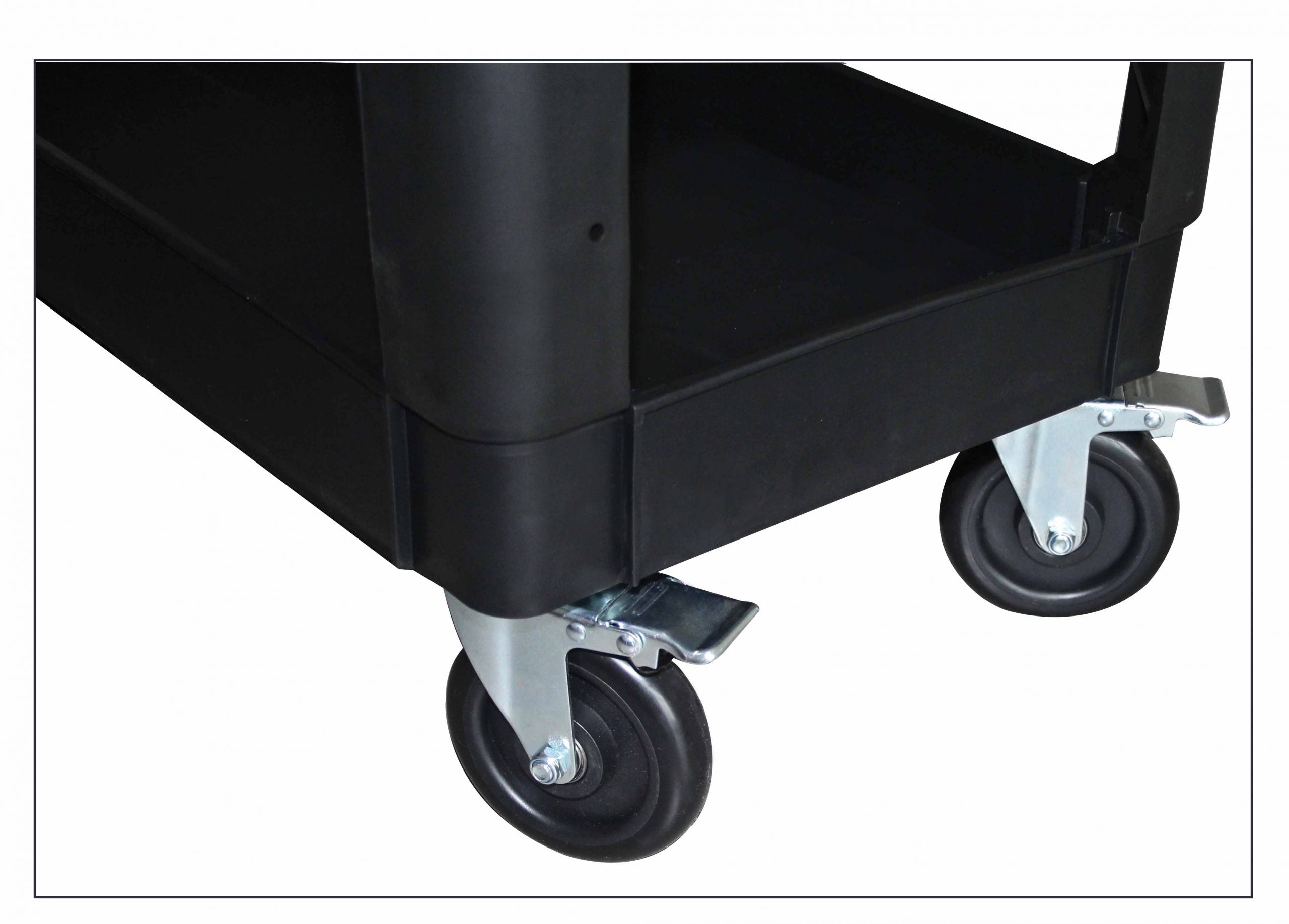 Мобилна количка за инструменти, издръжлива пластмаса, 3 рафта, 250 кг, с дръжки и въртящи се колела, размери 69,5х41х90,5 см