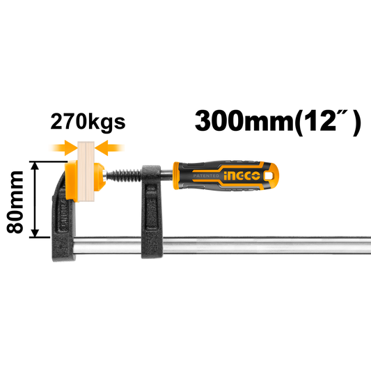 Менгеме за фиксиране тип F 80 х 300 мм INGCO