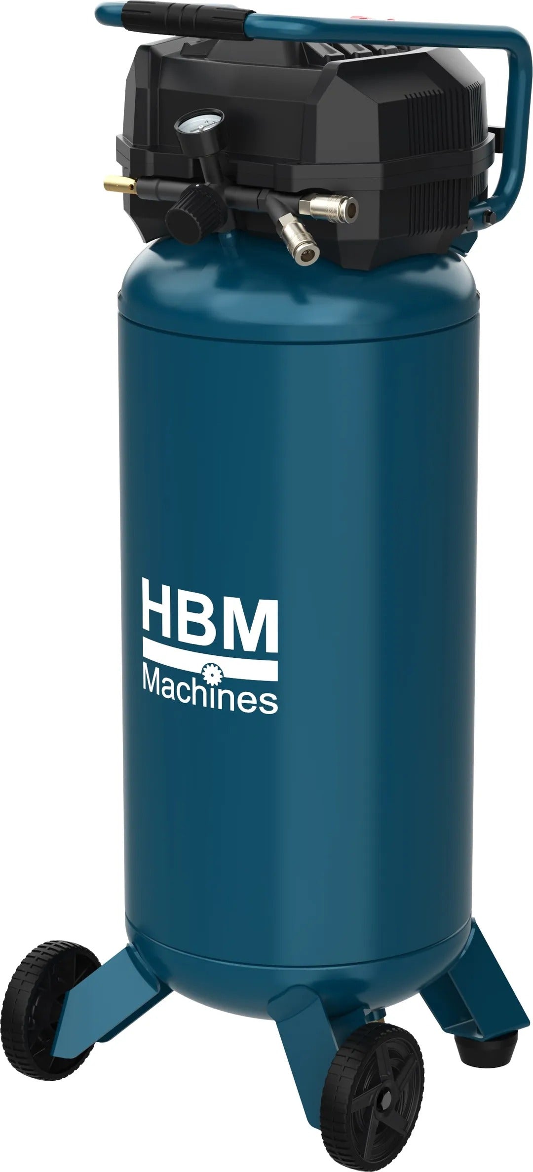Вертикален компресор HBM Холандия 50 л без масло, 10 бара, 180 л/мин, тих, с колелца и дръжка, с ниска поддръжка