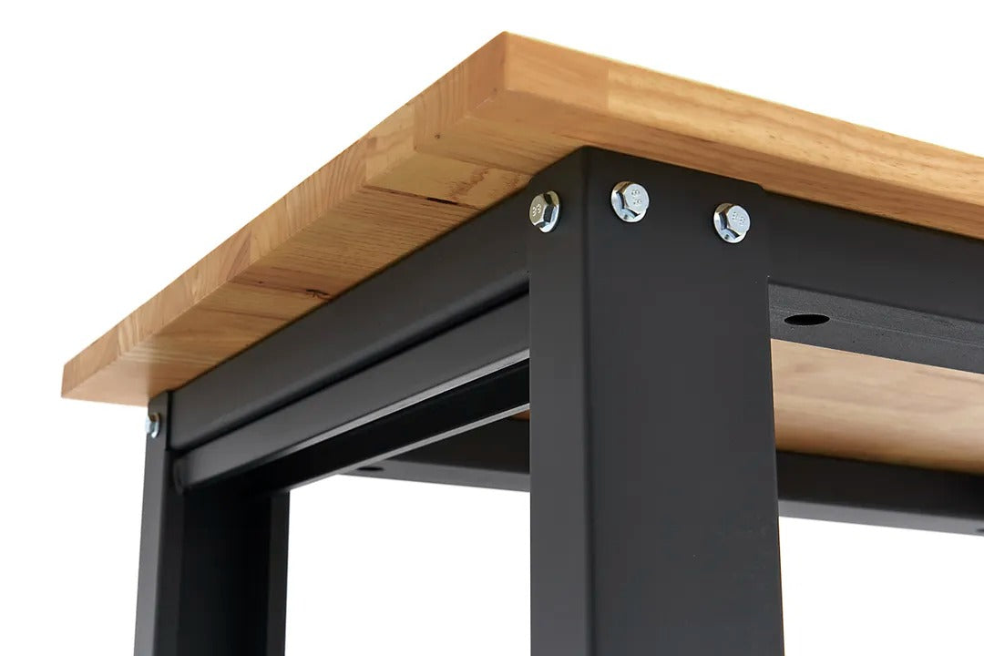 Работна маса с регулируема височина и плот от масивно дърво 160 см HBM