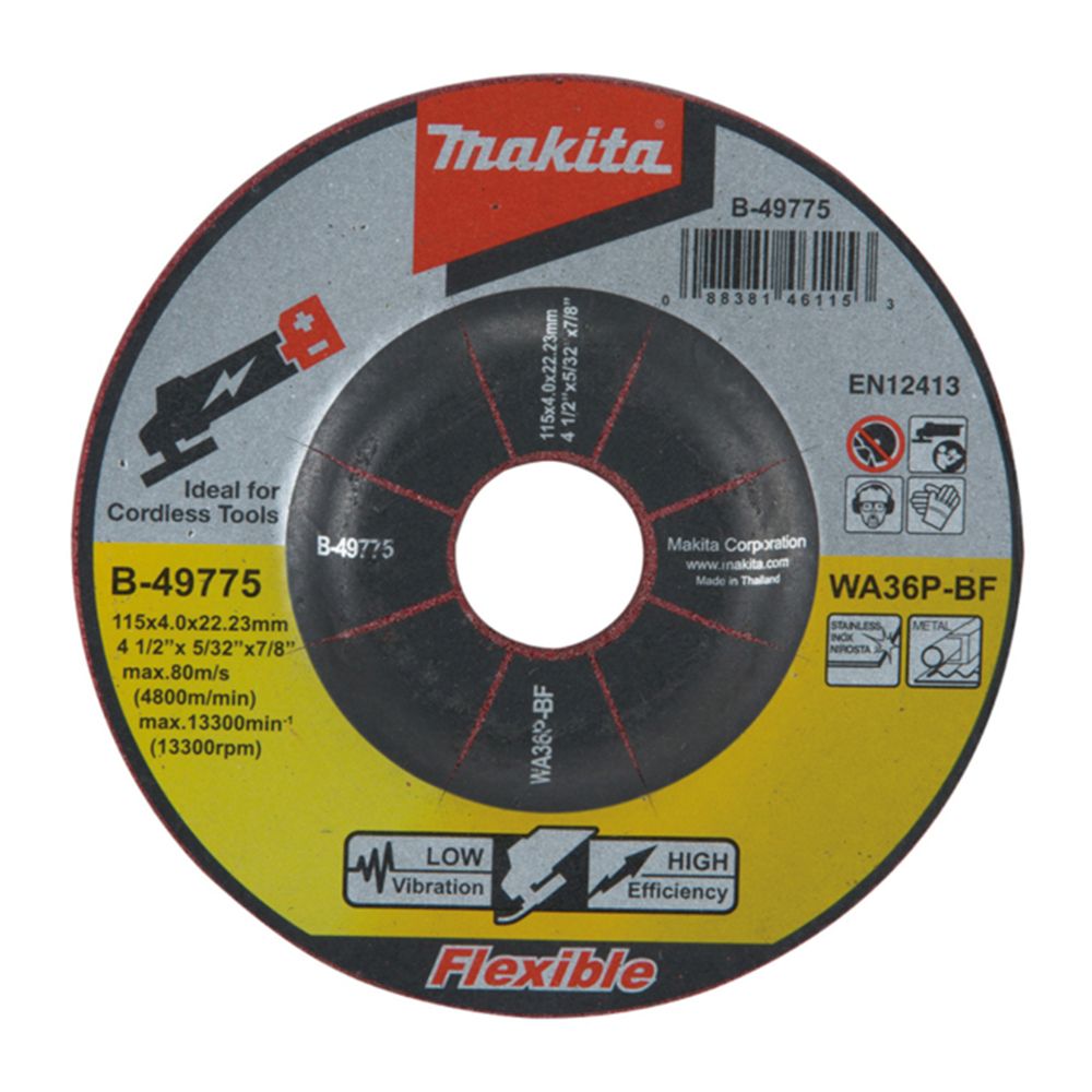 Гъвкав диск за шлайфане MAKITA 115 х 4.0 х 22.23 мм B-49775