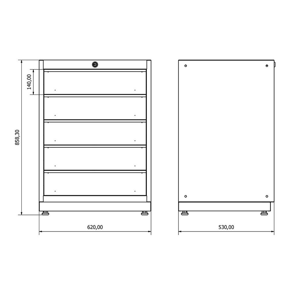 Шкаф с 5 чекмеджета за автосервиз 62 х 53 х 86 см