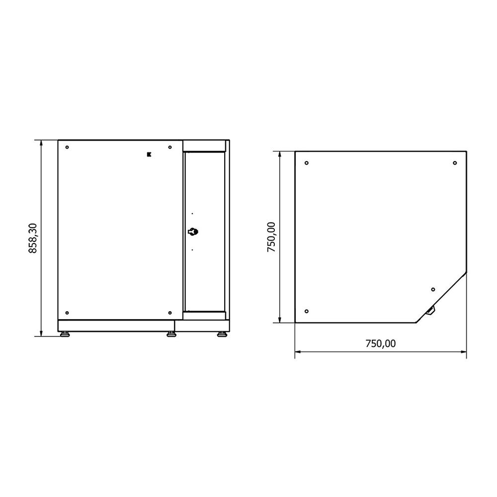 Ъглов шкаф с врата за автосервиз 75 х 75 х 86 см