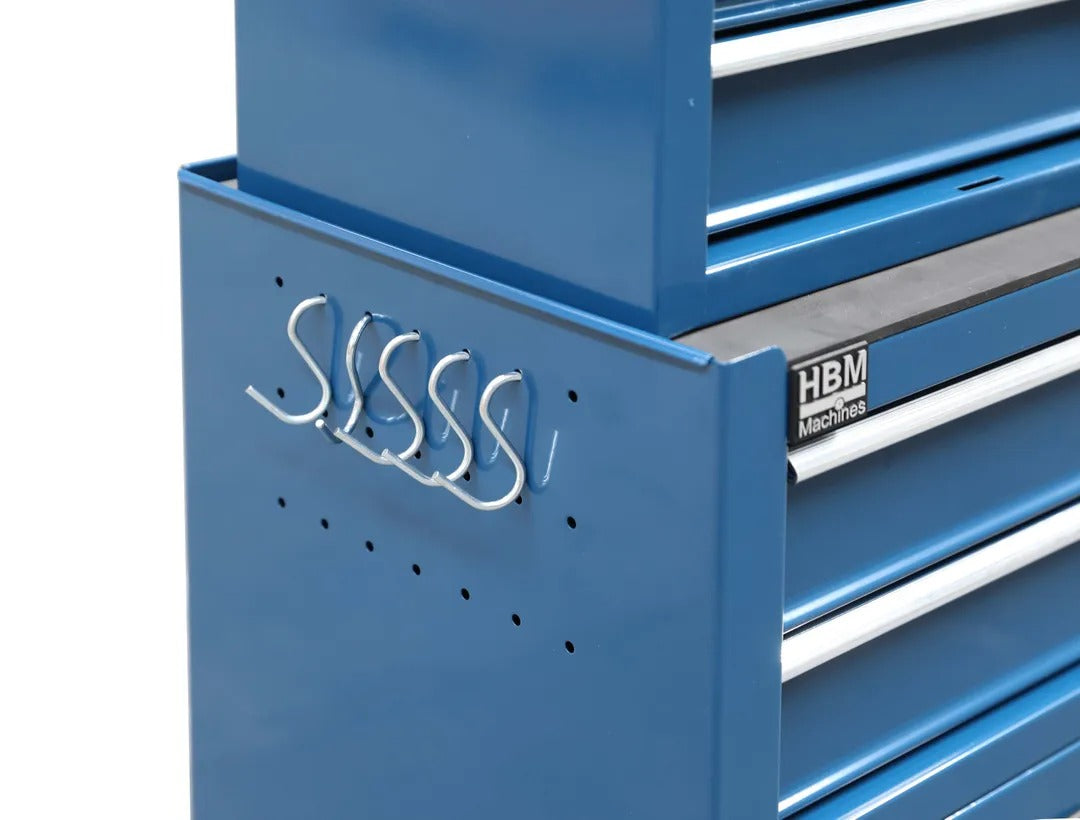 Метален шкаф за инструменти premium, 2 части, 6 чекмеджета, 2 врати, син, HBM Холандия, 61.4 х 33 х 106.4 см