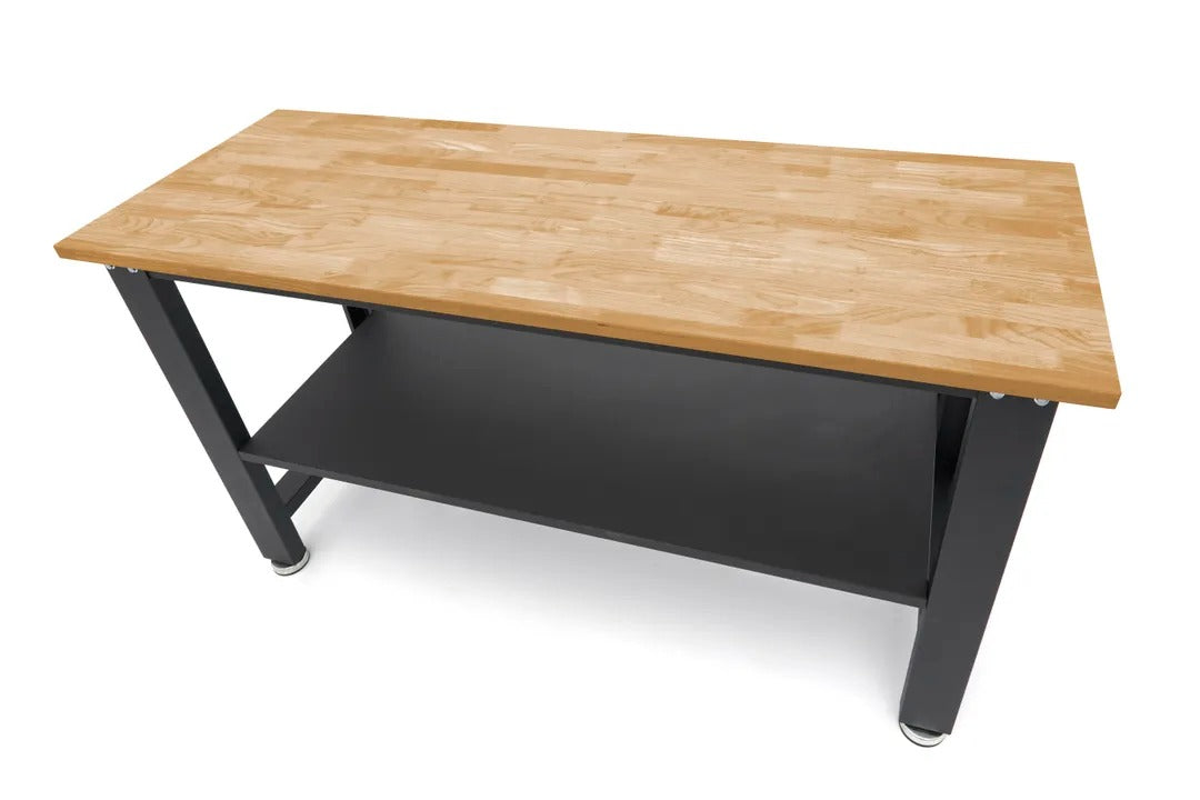 Работна маса с регулируема височина и плот от масивно дърво 160 см HBM