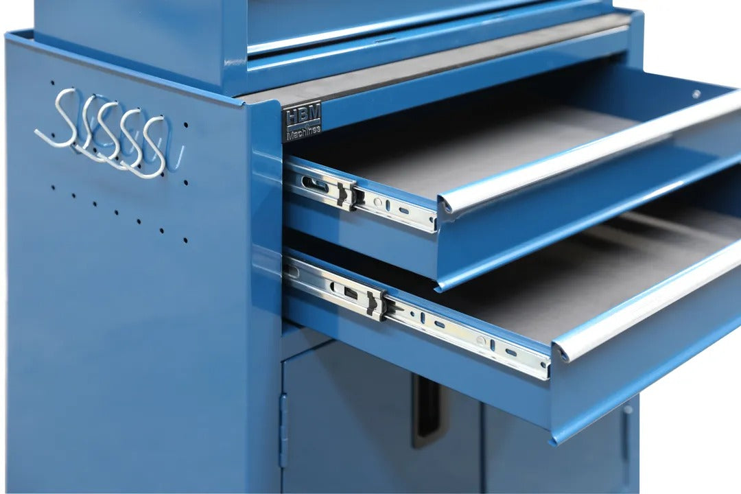 Метален шкаф за инструменти premium, 2 части, 6 чекмеджета, 2 врати, син, HBM Холандия, 61.4 х 33 х 106.4 см